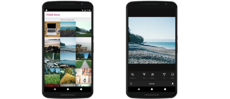 The example app running on an Android device.