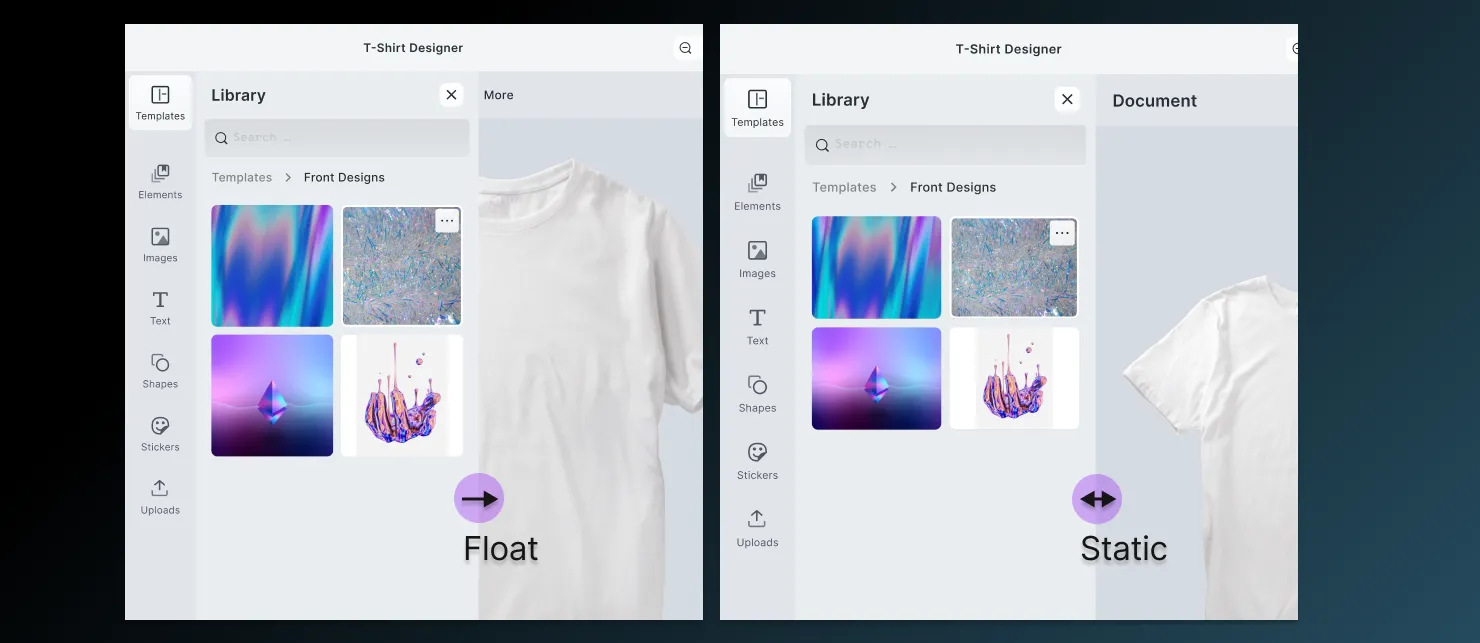 An editor with a view: set your Asset Library to float or static.