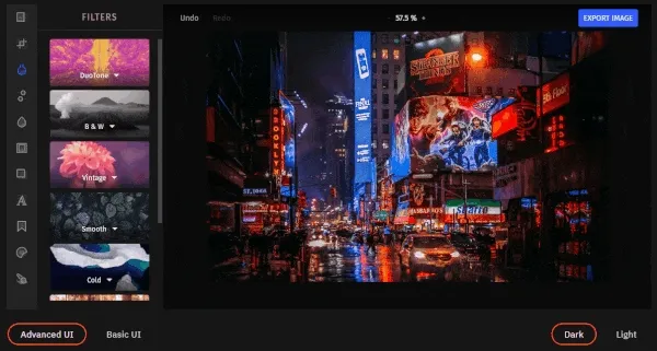 PE.SDK ships with stunning preset filters for aesthetic photo creations.