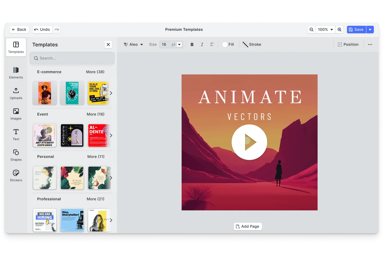 CE.SDK animated video editor showing motion graphics timeline