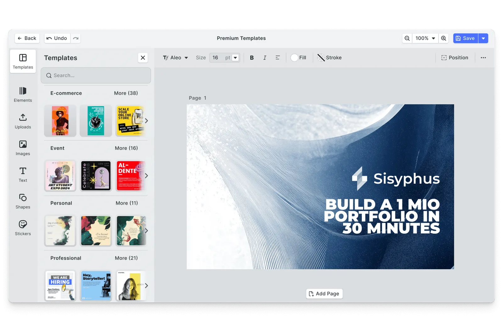 CE.SDK business presentations editor showing corporate slide template