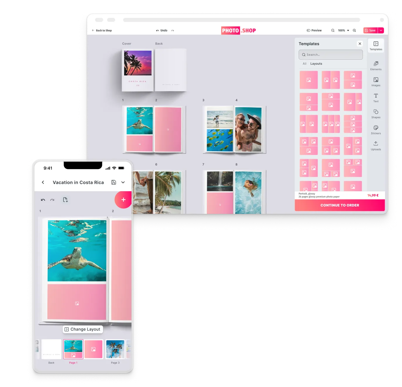 Identical editing UI and rendering across web, iOS, Android, and server