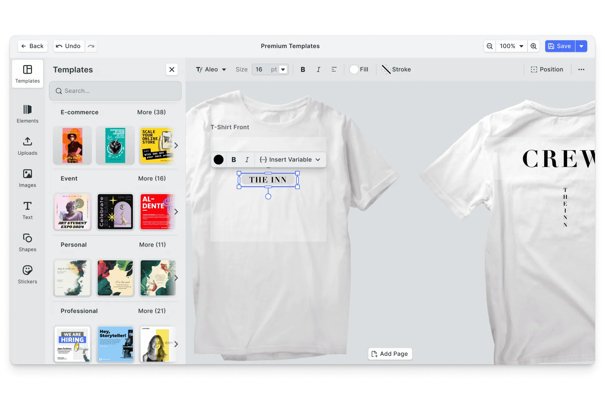 CE.SDK holiday t-shirts editor showing festive template-based design