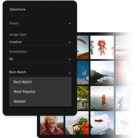 Empower your users to unleash their creativity with the Getty Images library's powerful filtering tool. Let them find the perfect visual match for their content with ease.