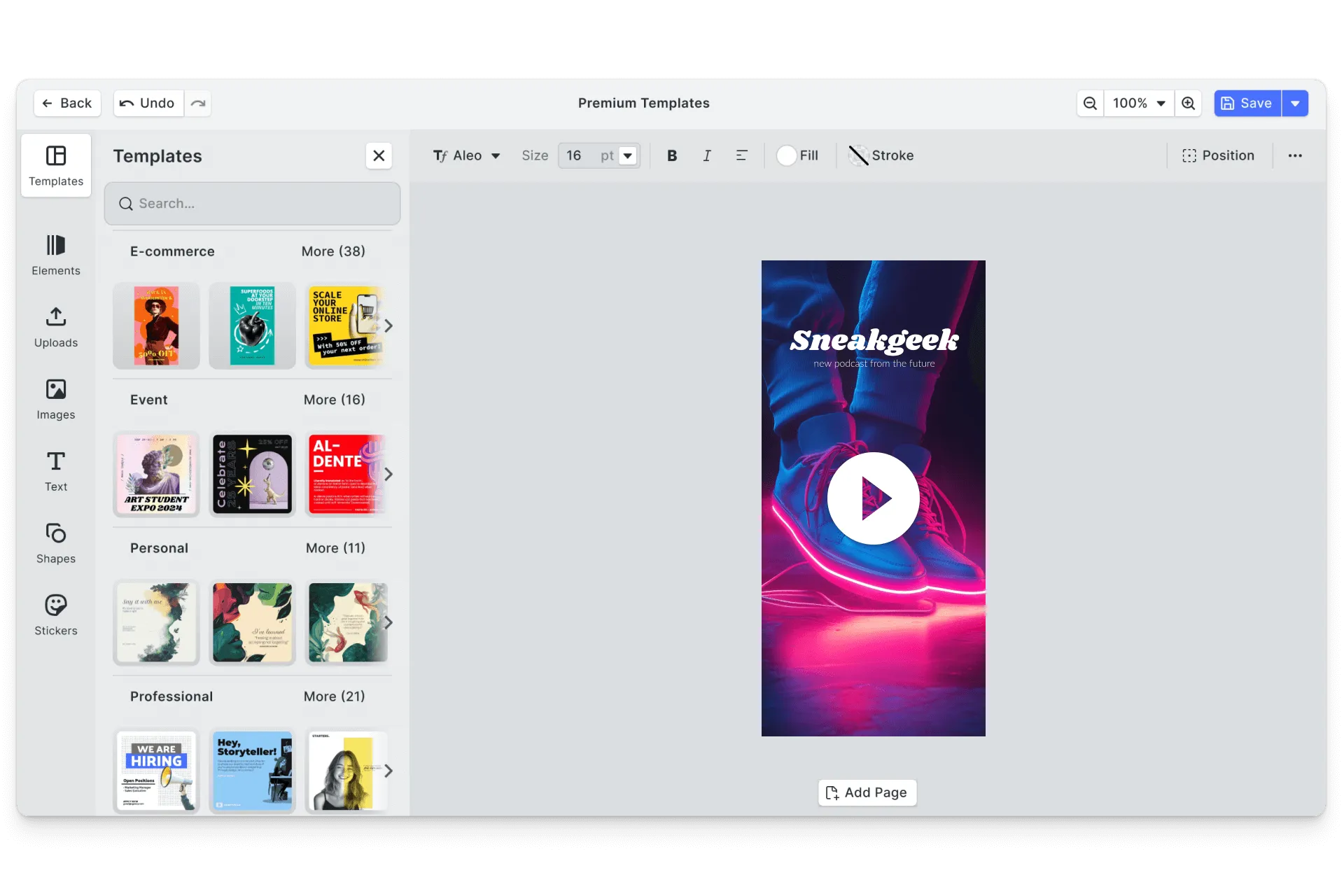 CE.SDK Instagram video editor showing Reels and Stories template