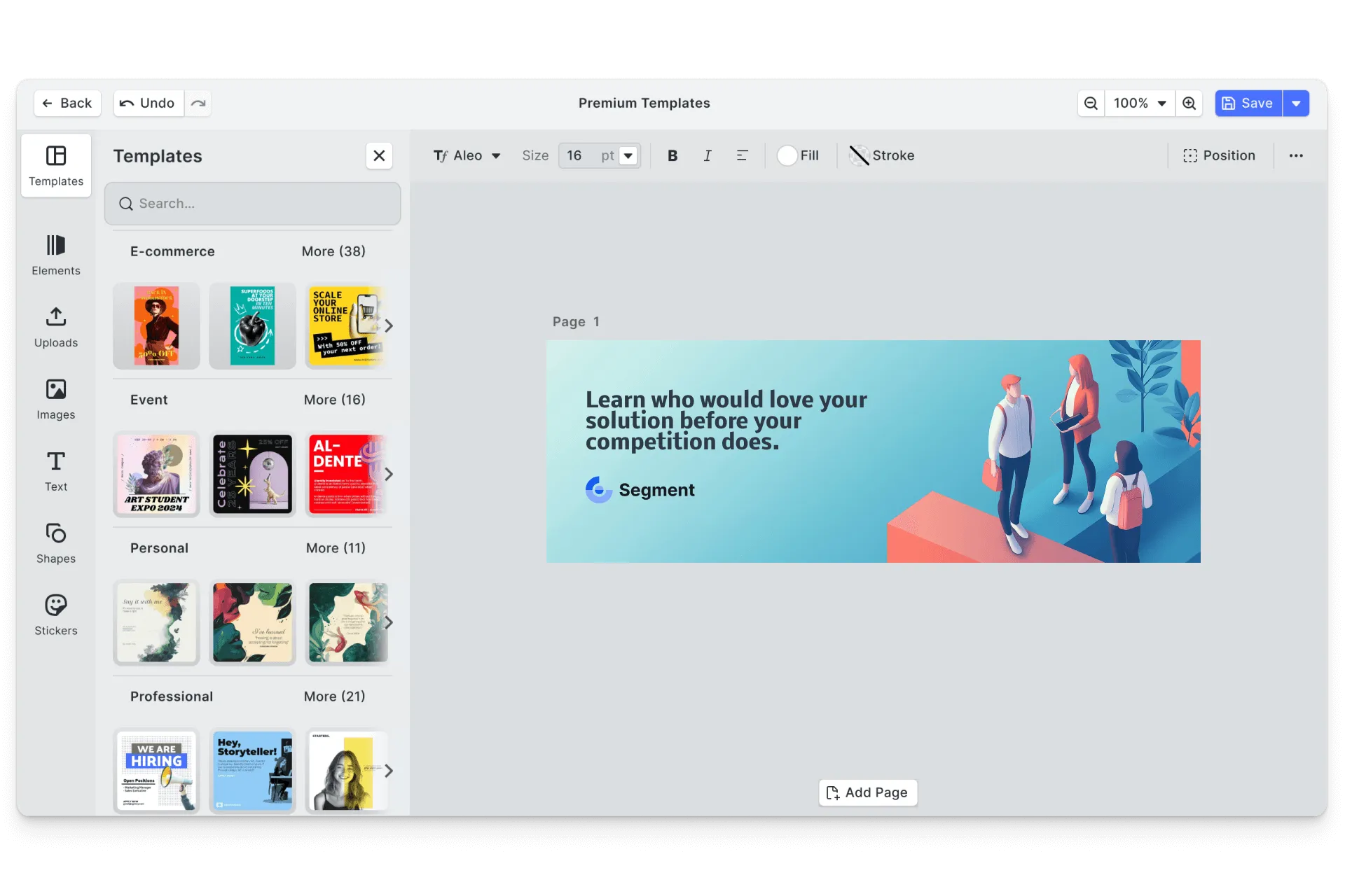 CE.SDK LinkedIn banners editor showing profile header template design