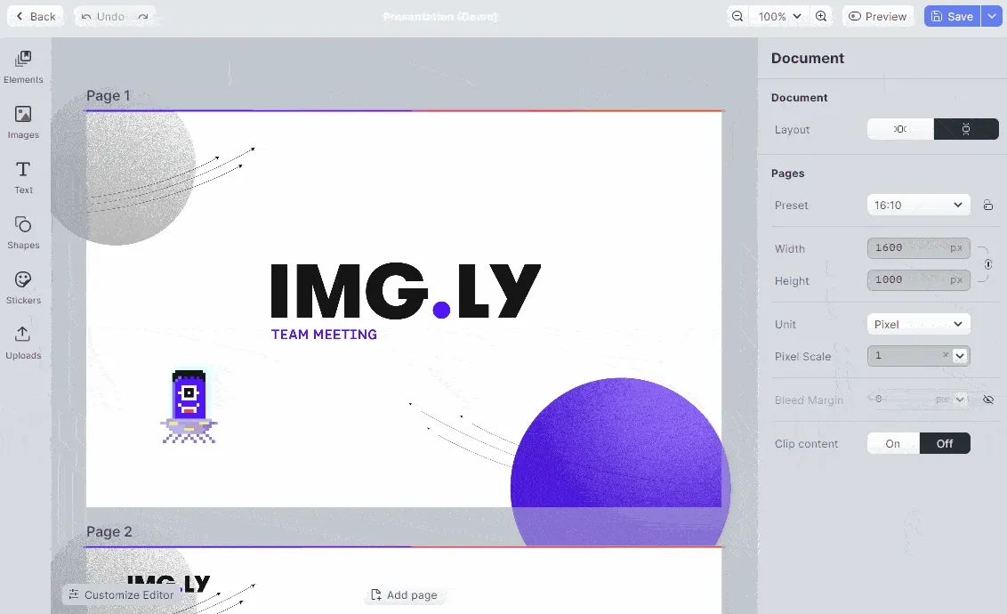 Create a design or a multipage document, such as a presentation, and export it as a PDF. Your text remains selectable.