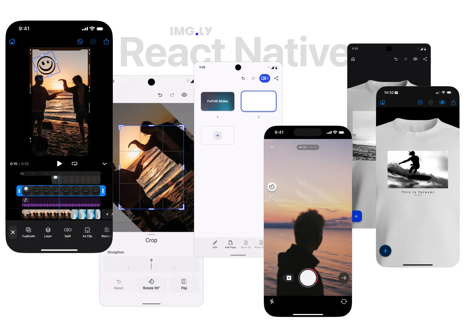 Immediately get started with Camera, Video Editor, or Design Editor UIs.
