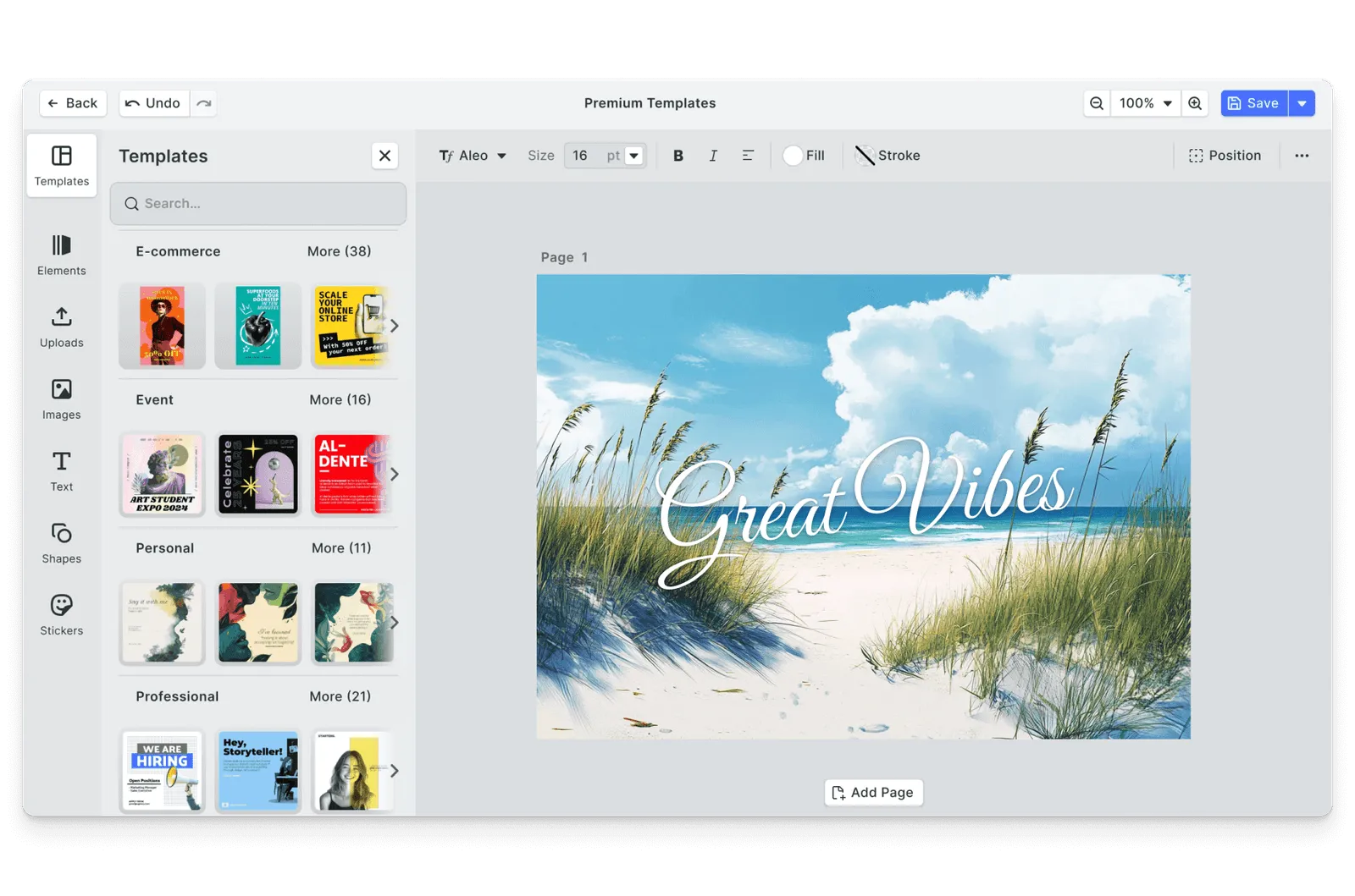 CE.SDK travel postcards editor showing souvenir-ready templates