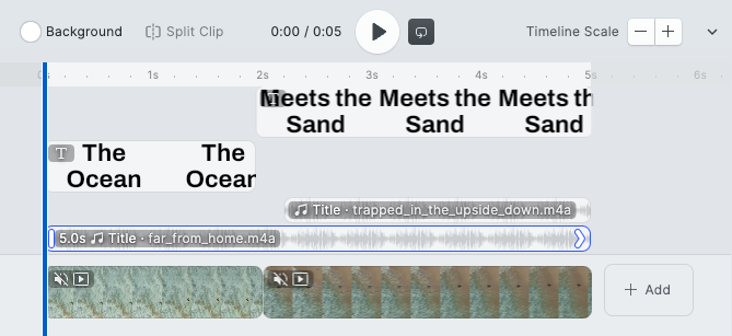 A timeline containing audio strips.
