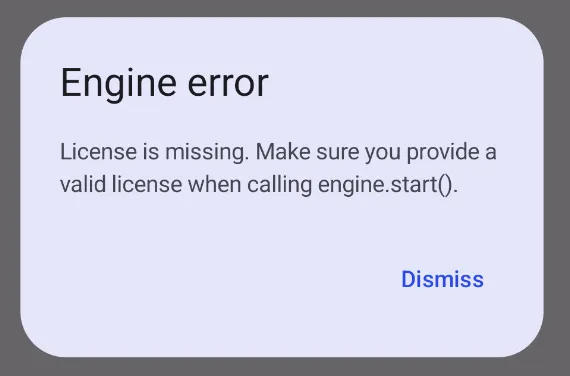 Missing license dialog