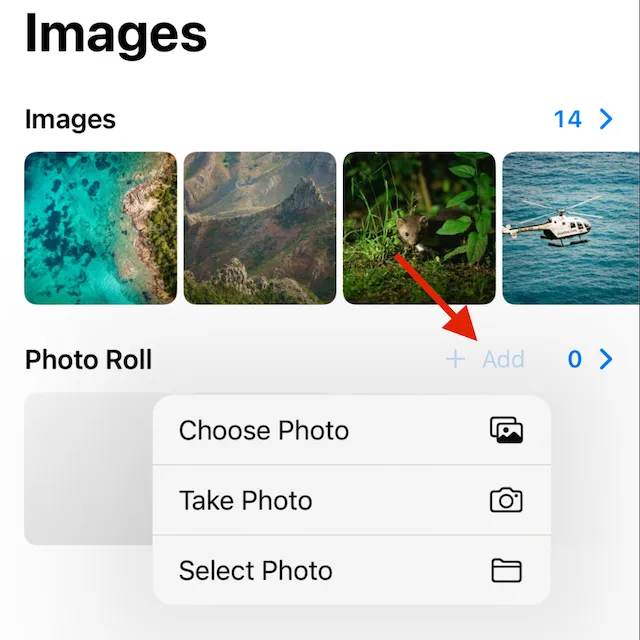 Add button in the Asset Library