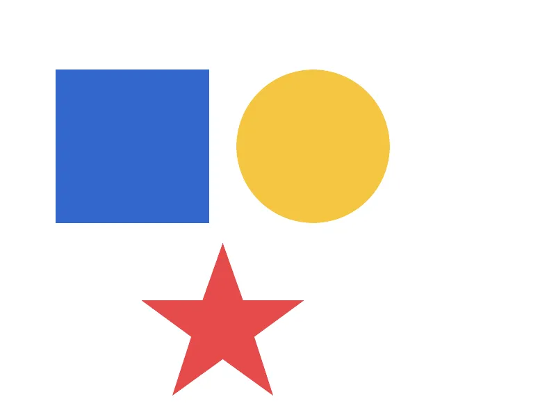 Android partial export preview showing the exported page with a rectangle, ellipse, and star.
