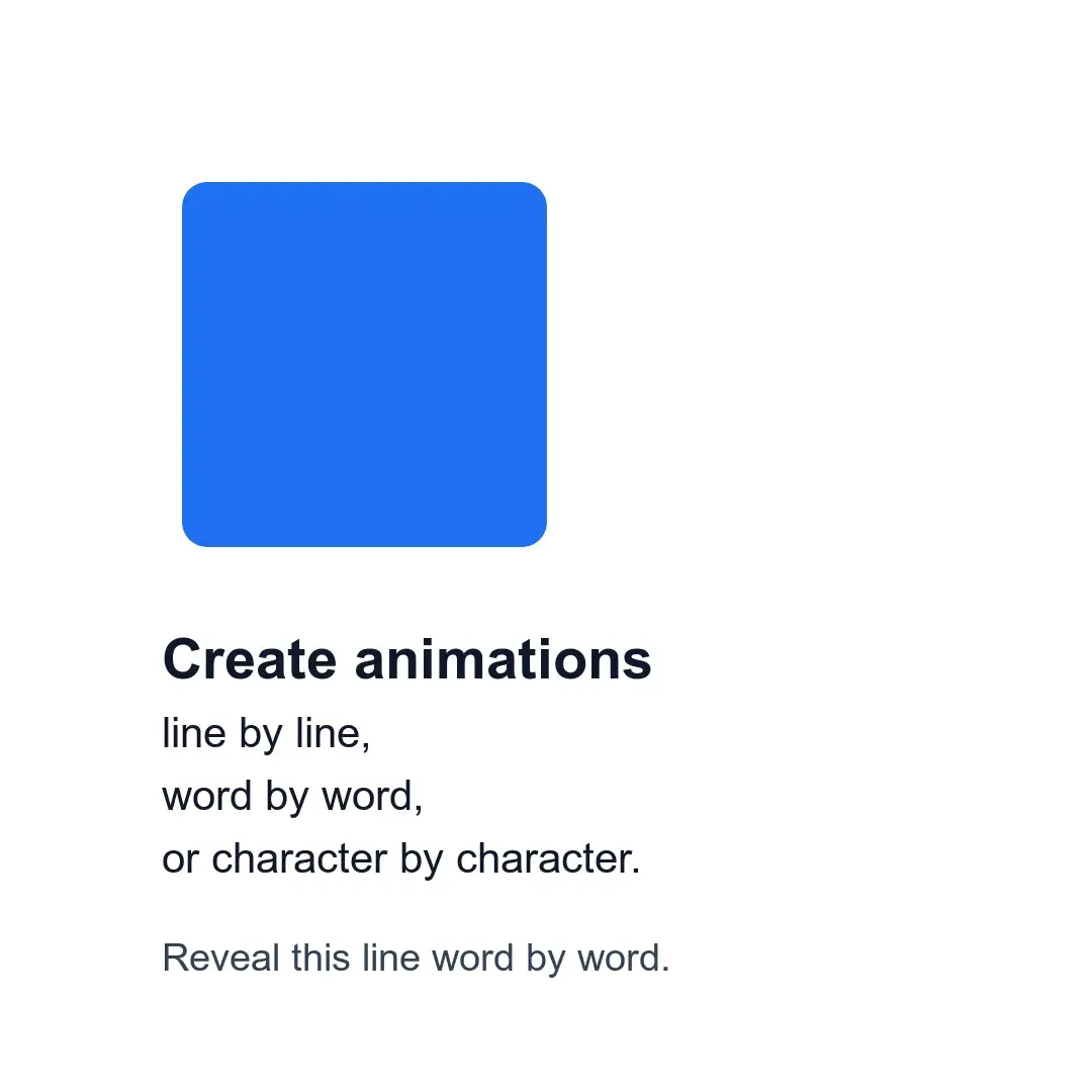 Android create animations result preview showing the guide's animated graphic block and text blocks