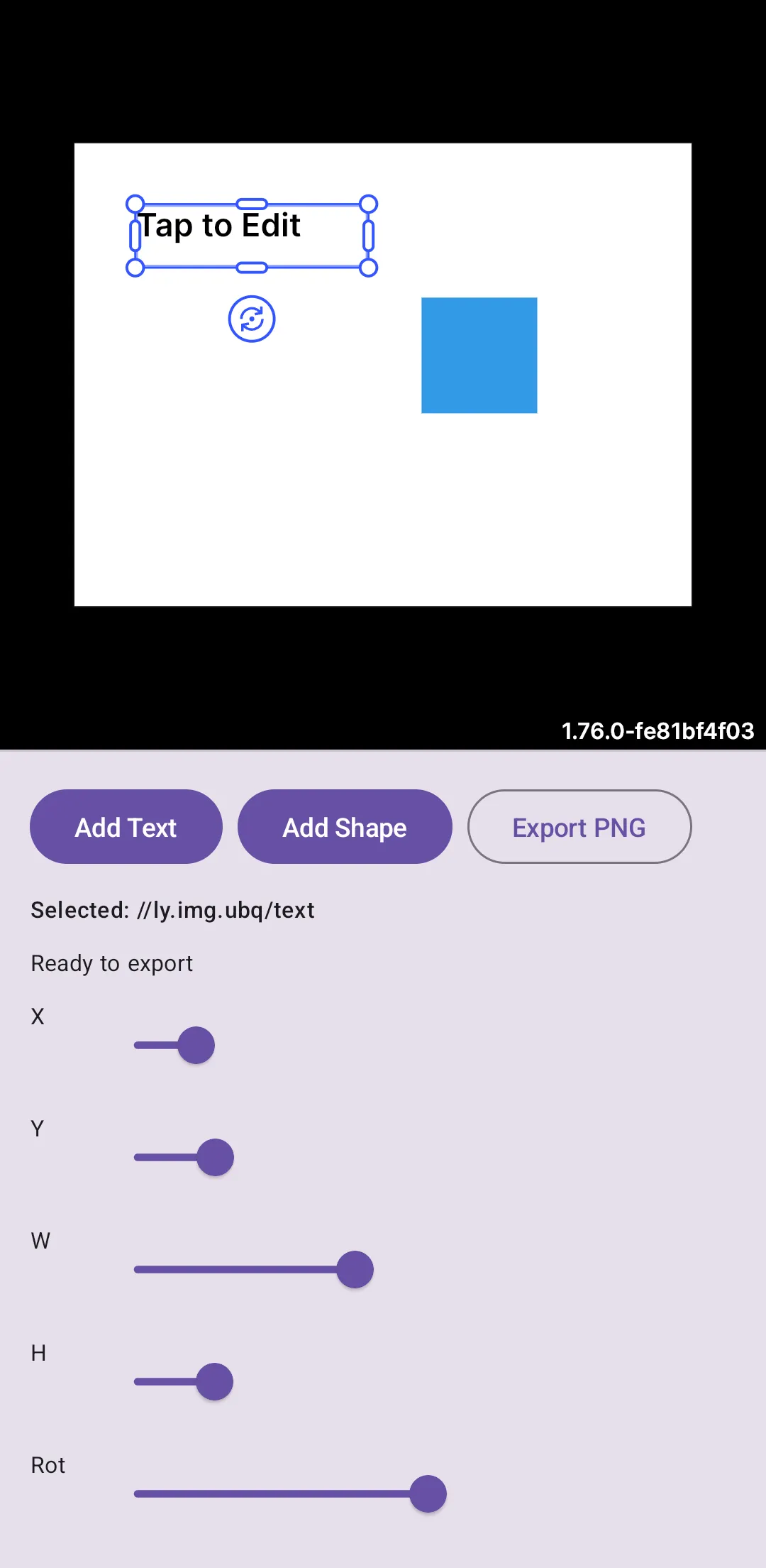 Custom Android editor UI with a canvas, toolbar, and transform controls