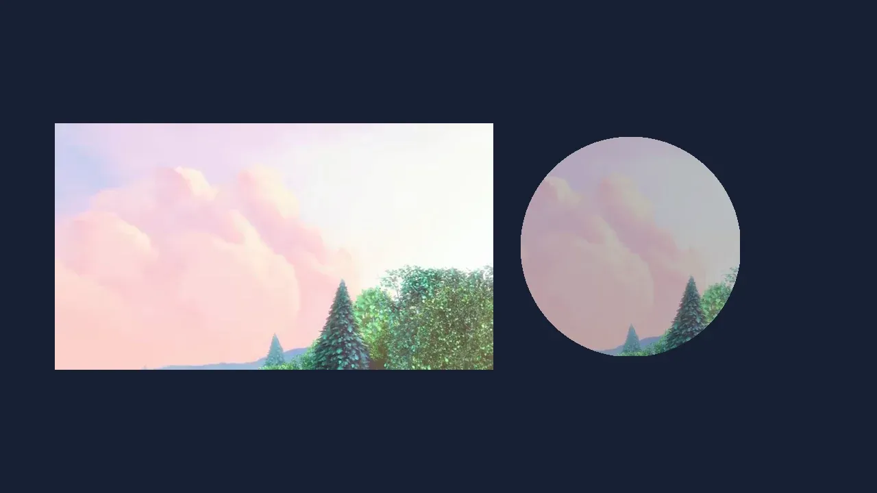 Android video fill preview showing a rectangle and translucent ellipse filled with the same video frame