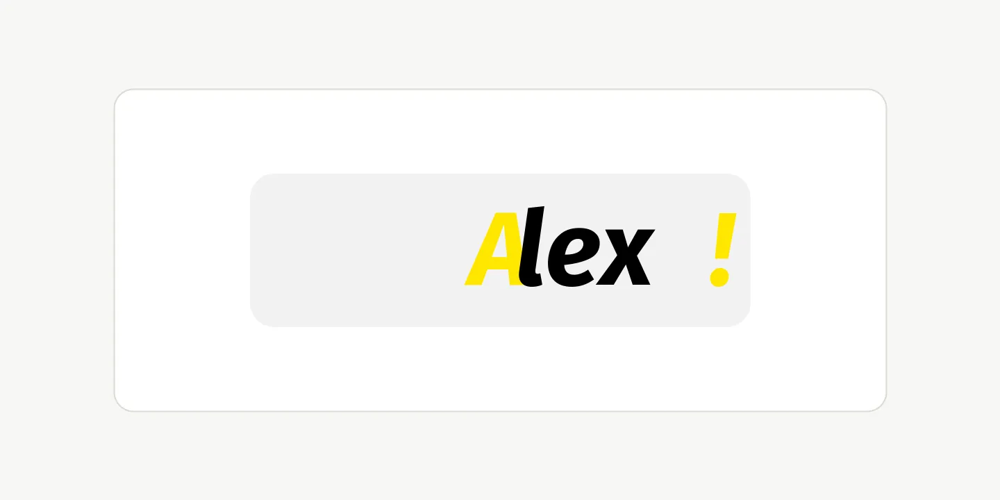 Text styling preview showing yellow and black text on a rounded light background