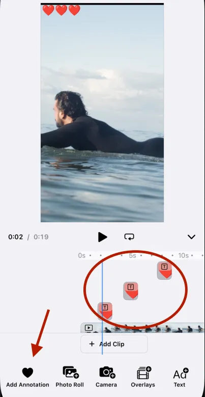 Video Editor with custom annotation button