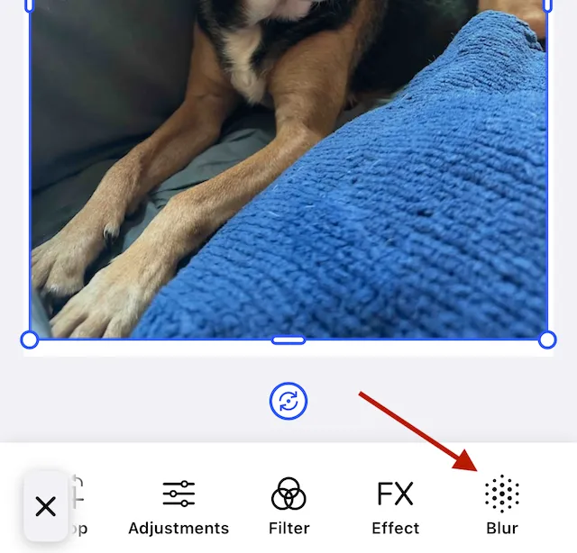 Blur picker button in the inspector