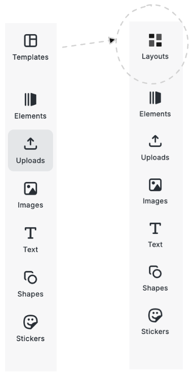 Default dock vs. custom dock with layout option.