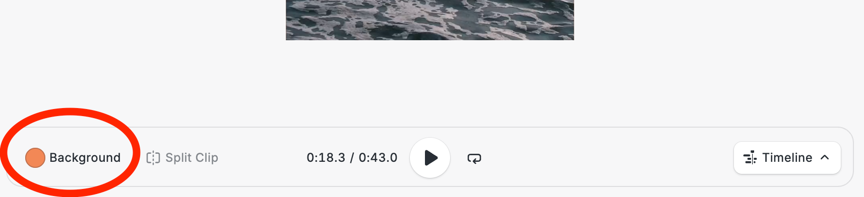 CE.SDK timeline with background color button highlighted