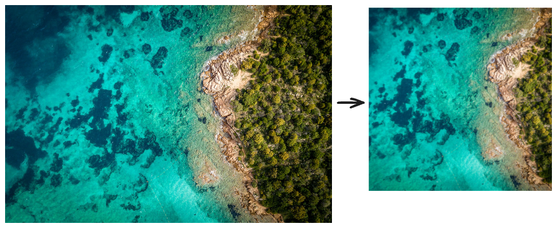 Original image next to 300×300 cropped image 