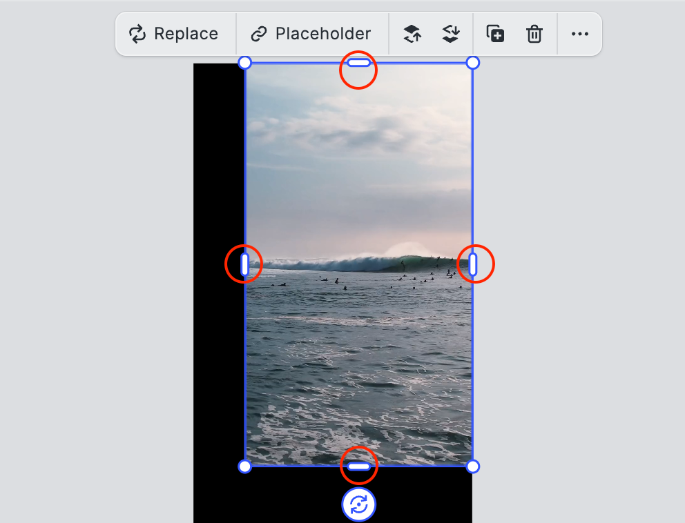 Resize edge handles from the default CE.SDK web editor