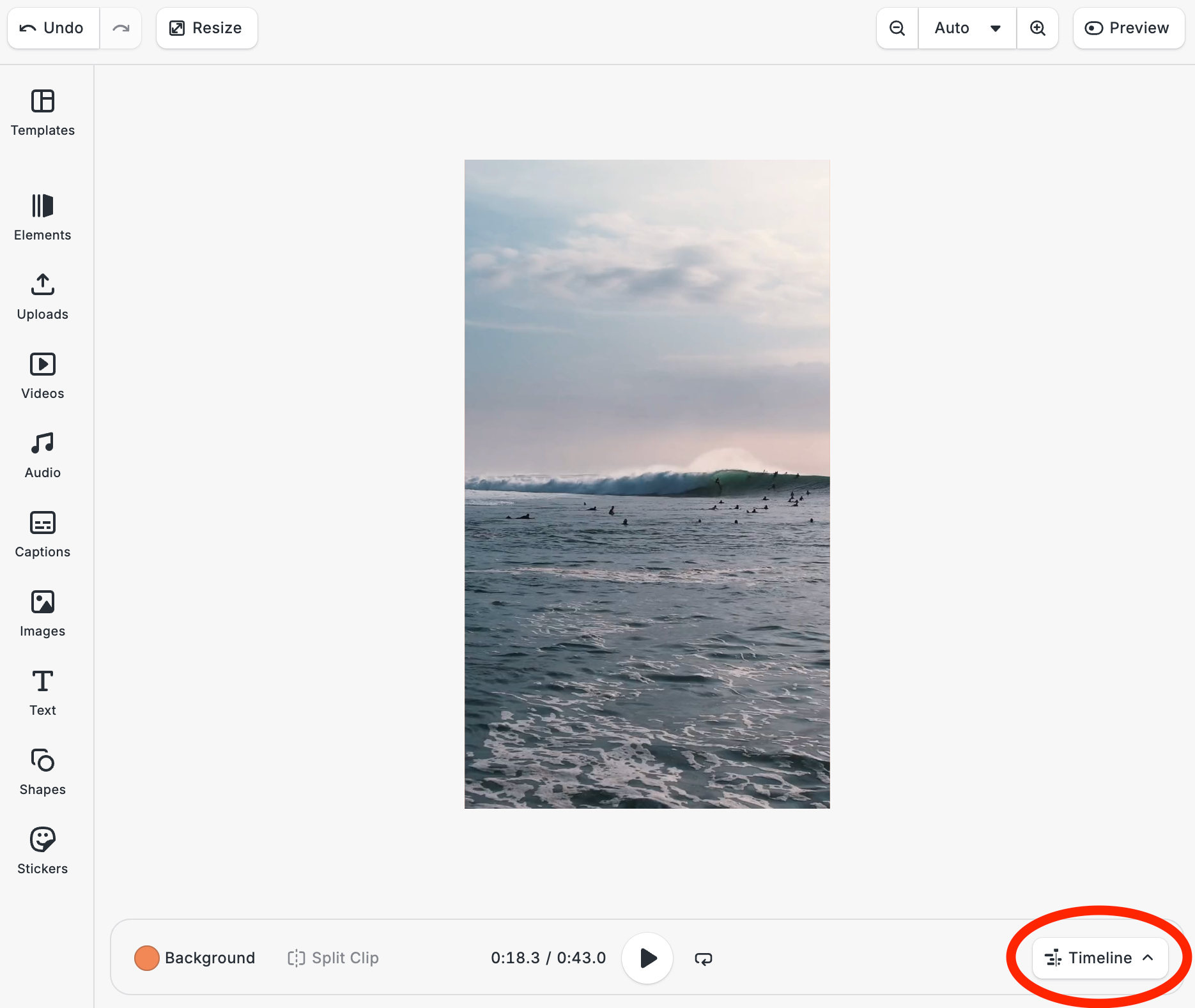 CE.SDK timeline UI with expanded toggle highlighted