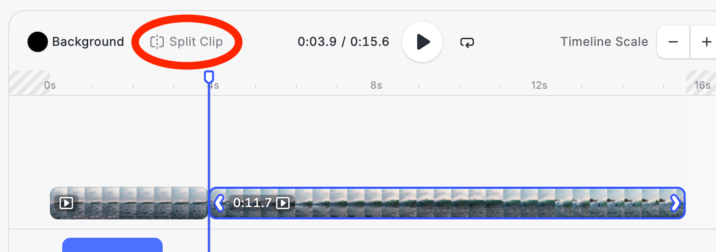 Clip split in 2 separate clips
