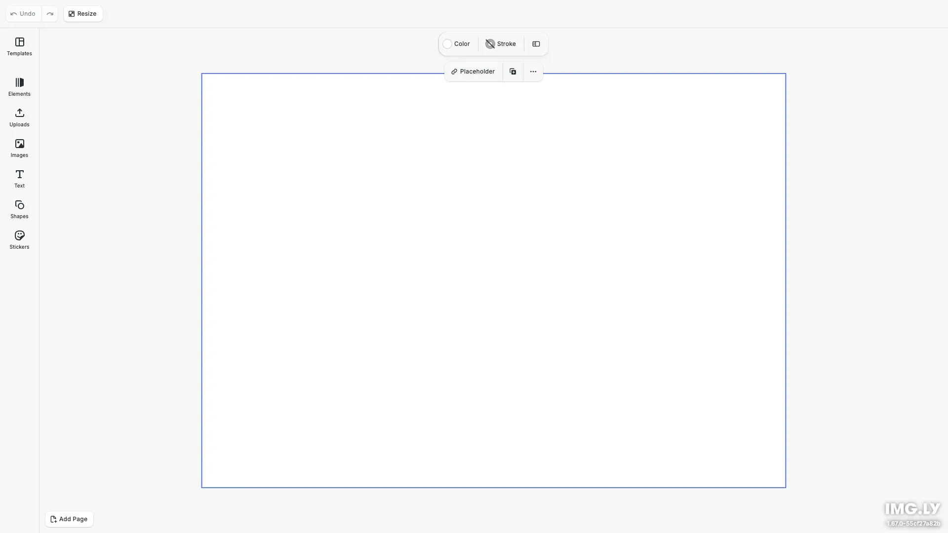 Show/Hide Components example showing a minimal editor interface