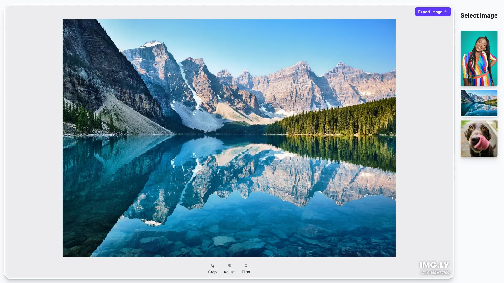 Photo UI starter kit showing a professional photo editing interface