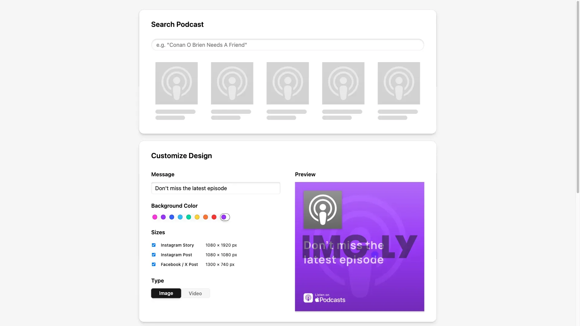Design Generator preview