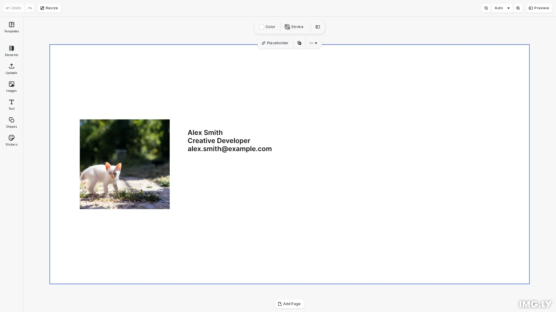 Data Merge example showing personalized business card design