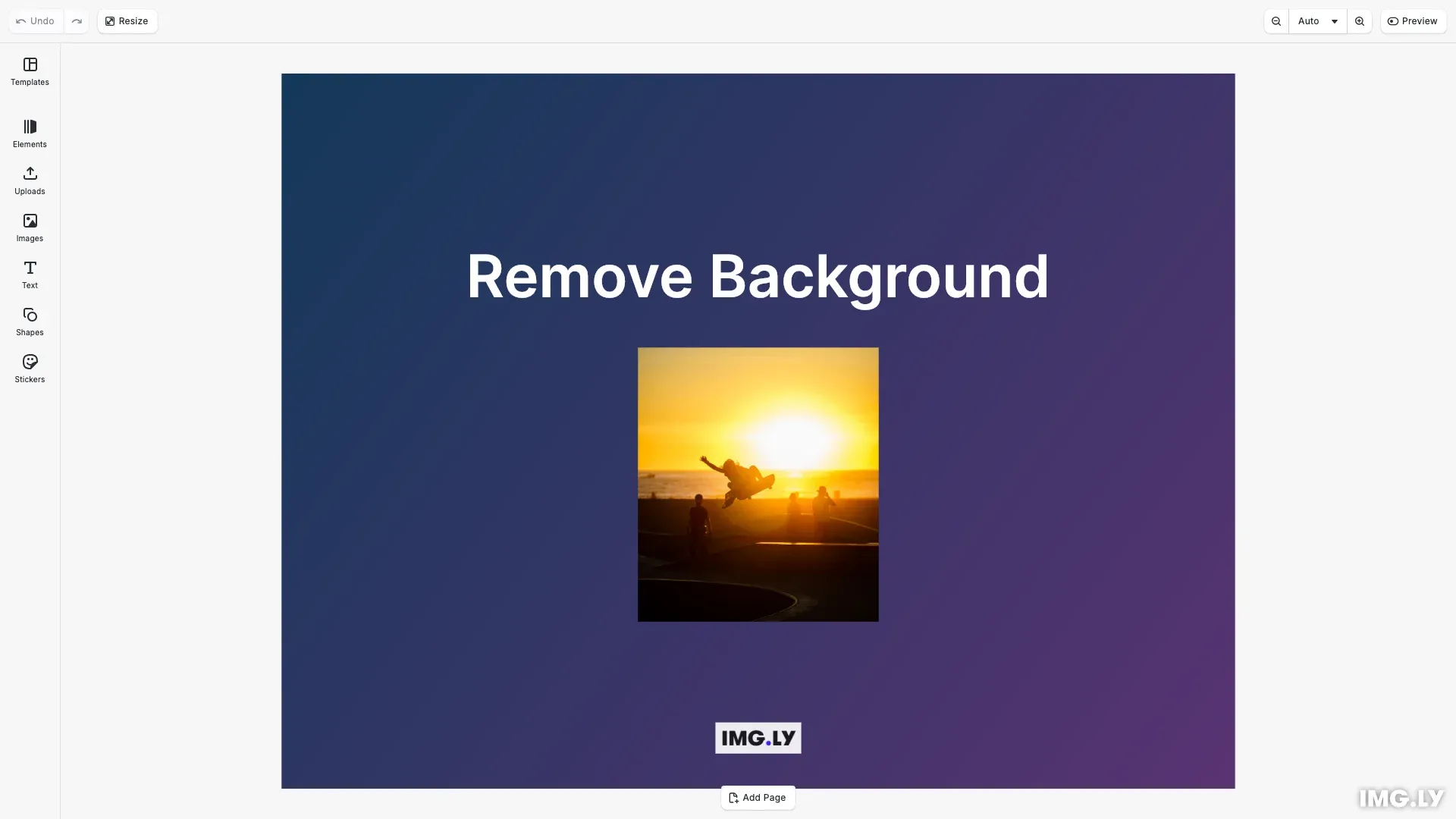Remove Background example showing an image with its background removed