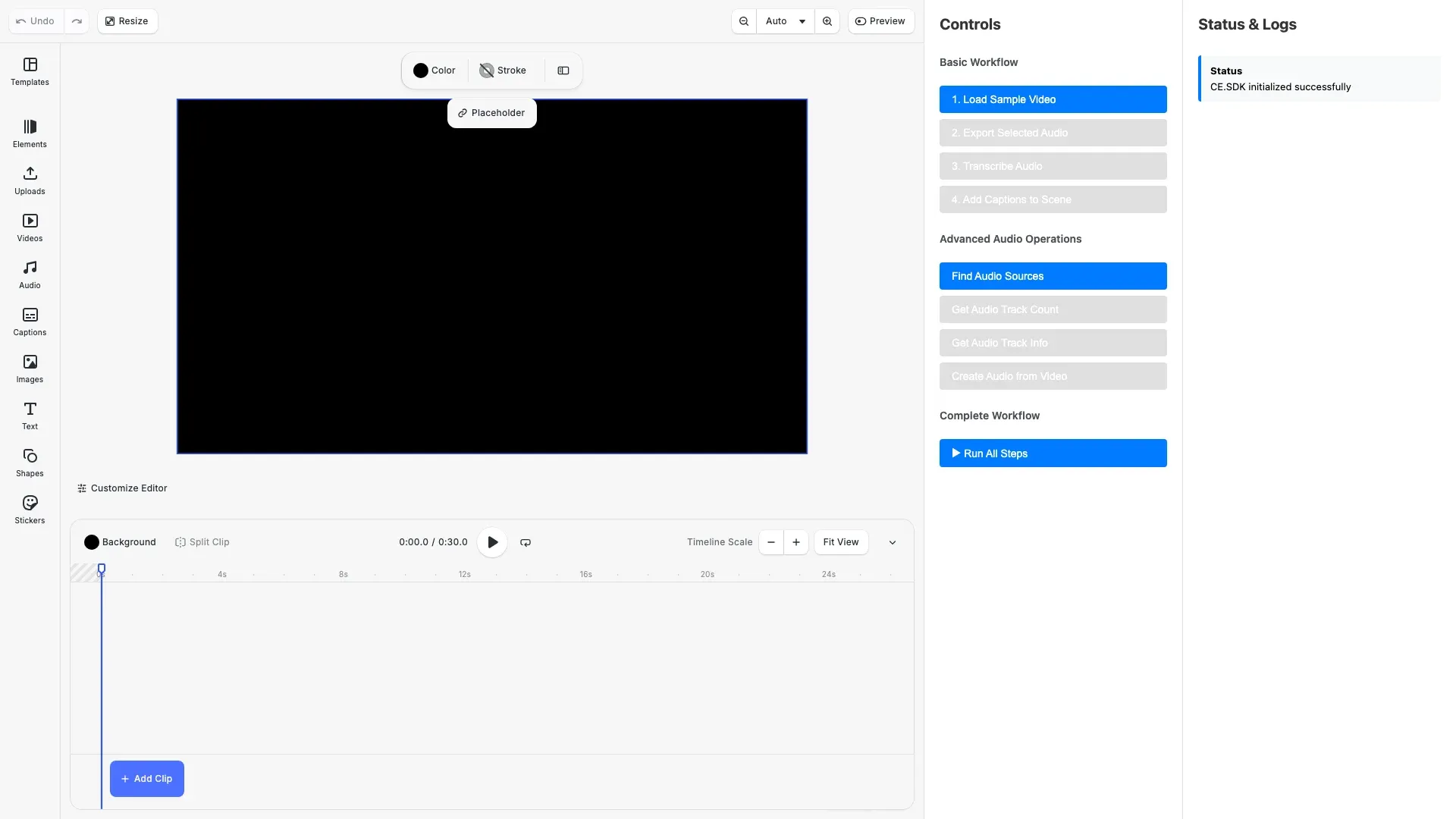 Audio Export example showing audio export interface in CE.SDK