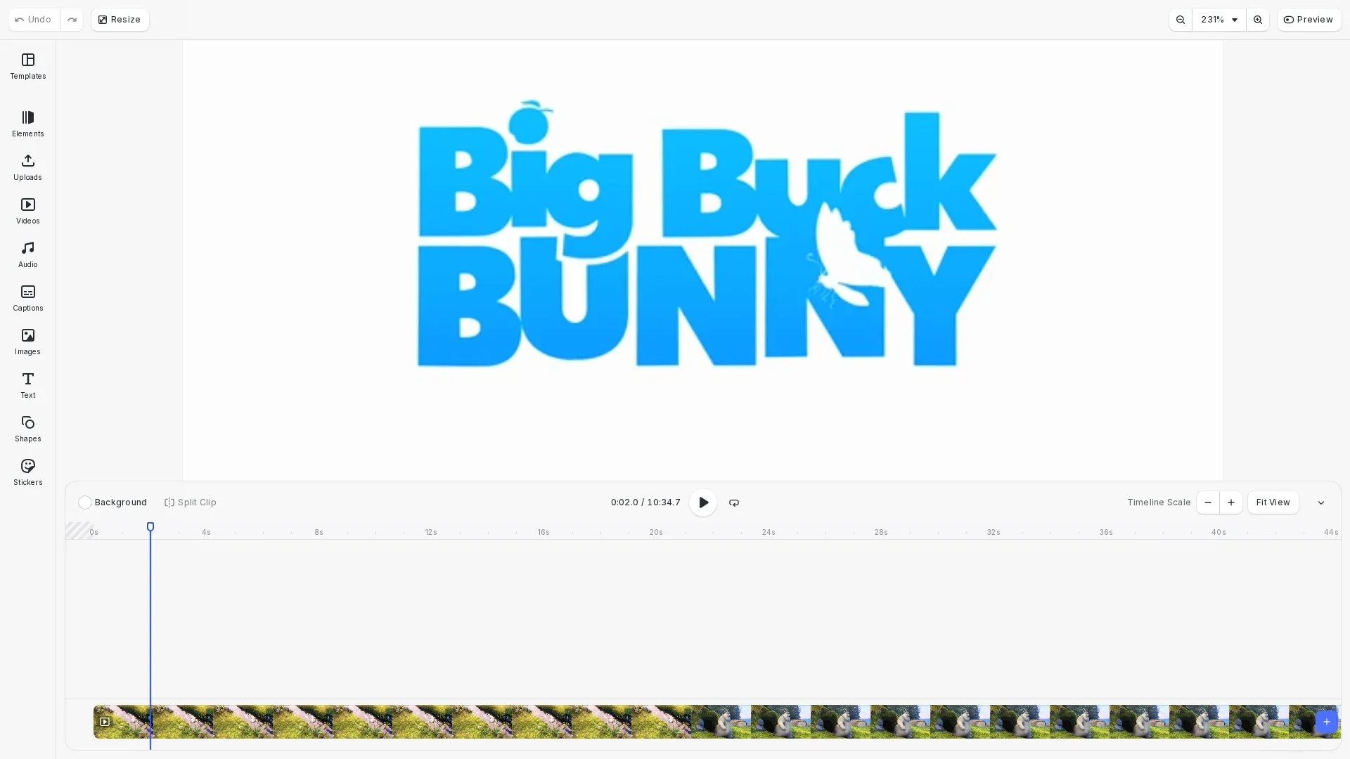 Create From Video example showing CE.SDK with a video loaded for editing
