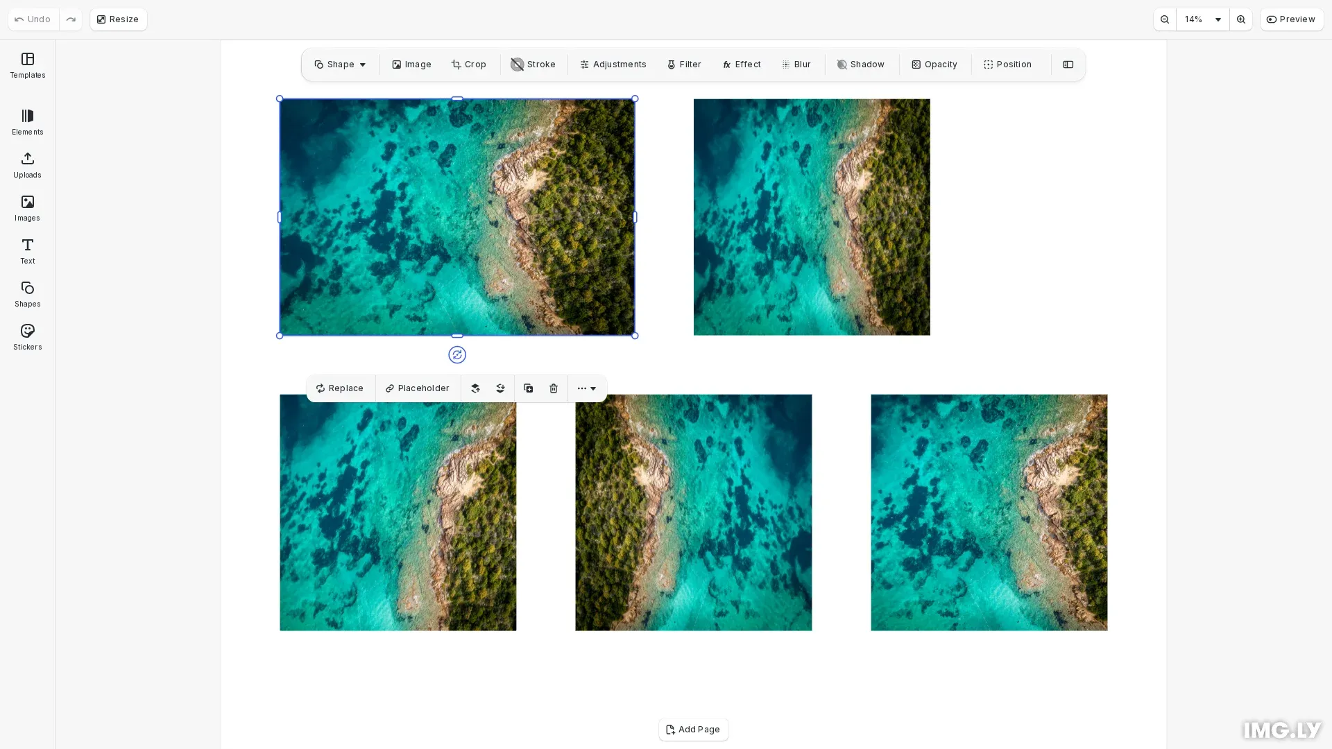 Crop images example showing CE.SDK editor with cropped image content
