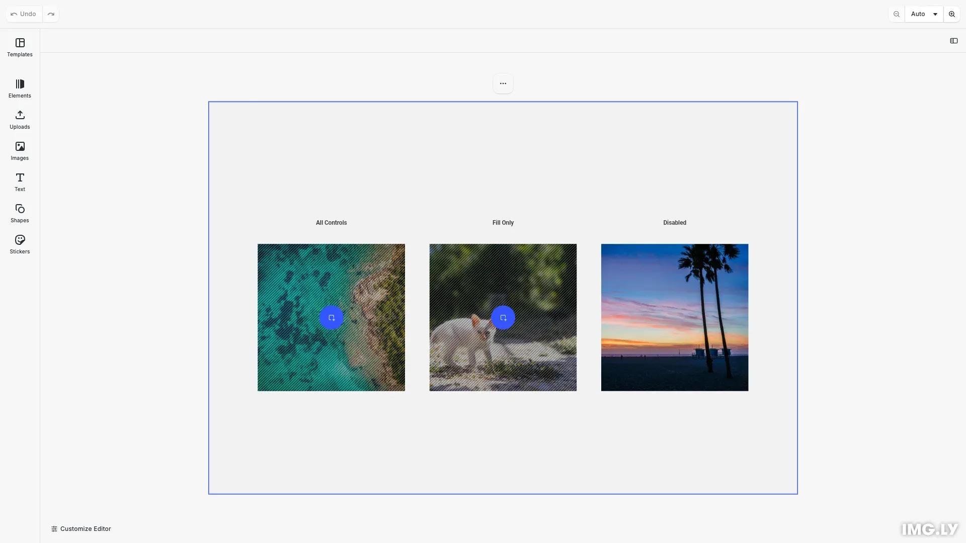 Placeholders example showing various configurations of placeholder behavior, controls, and interaction modes