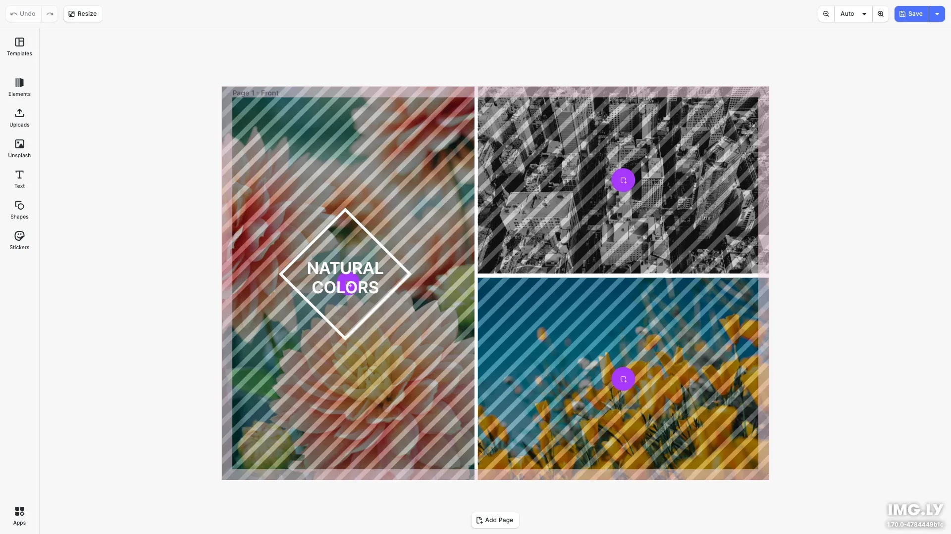 Unsplash Editor starter kit showing a design interface with Unsplash images