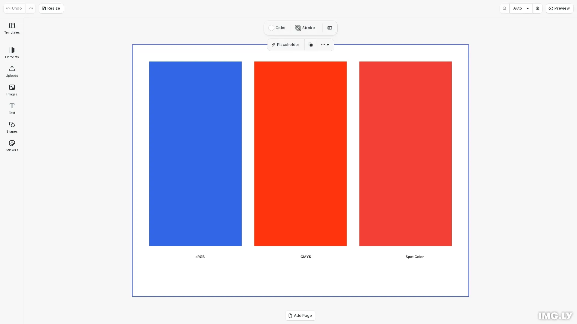 Color Conversion example showing color blocks with different color spaces