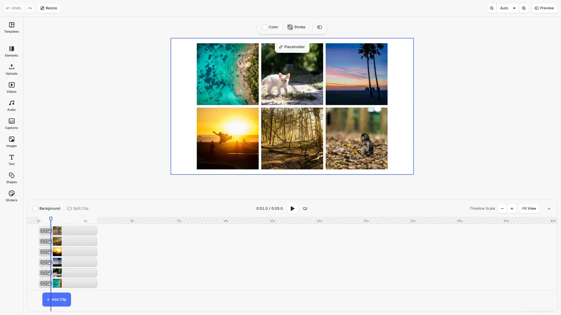 Base animations demonstrating slide, fade, zoom, and loop effects on image blocks