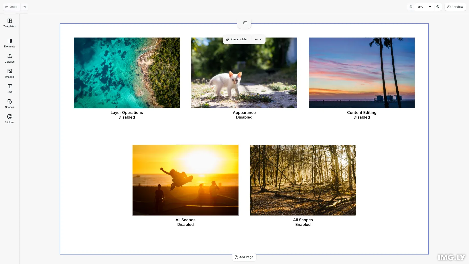 Rules overview showing locked and editable blocks with scope-controlled editing