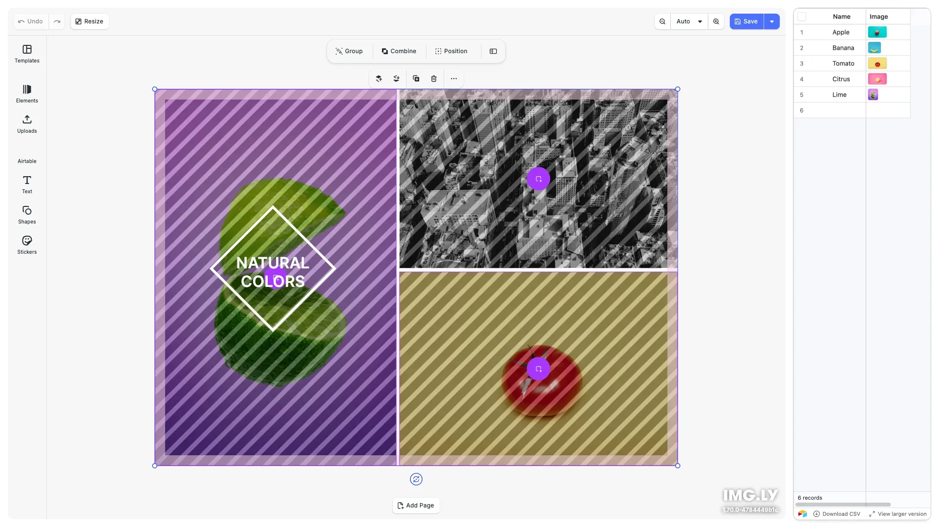 Airtable Image Editor starter kit showing Airtable image integration interface