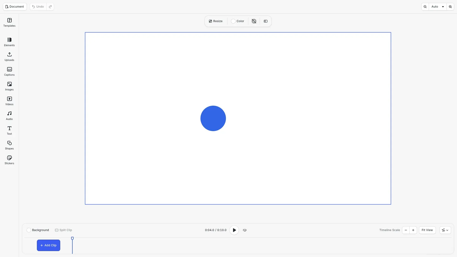 A ball 40 percent of its way across the page, at the beat marker at 4 seconds