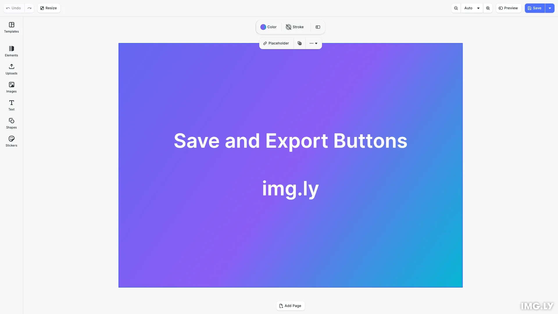 Save and Export Buttons
