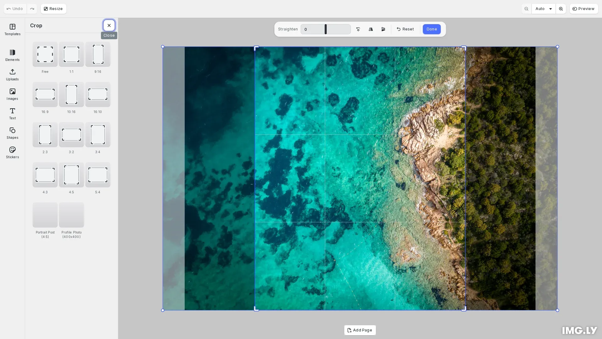 Force Crop example showing CE.SDK with crop mode active