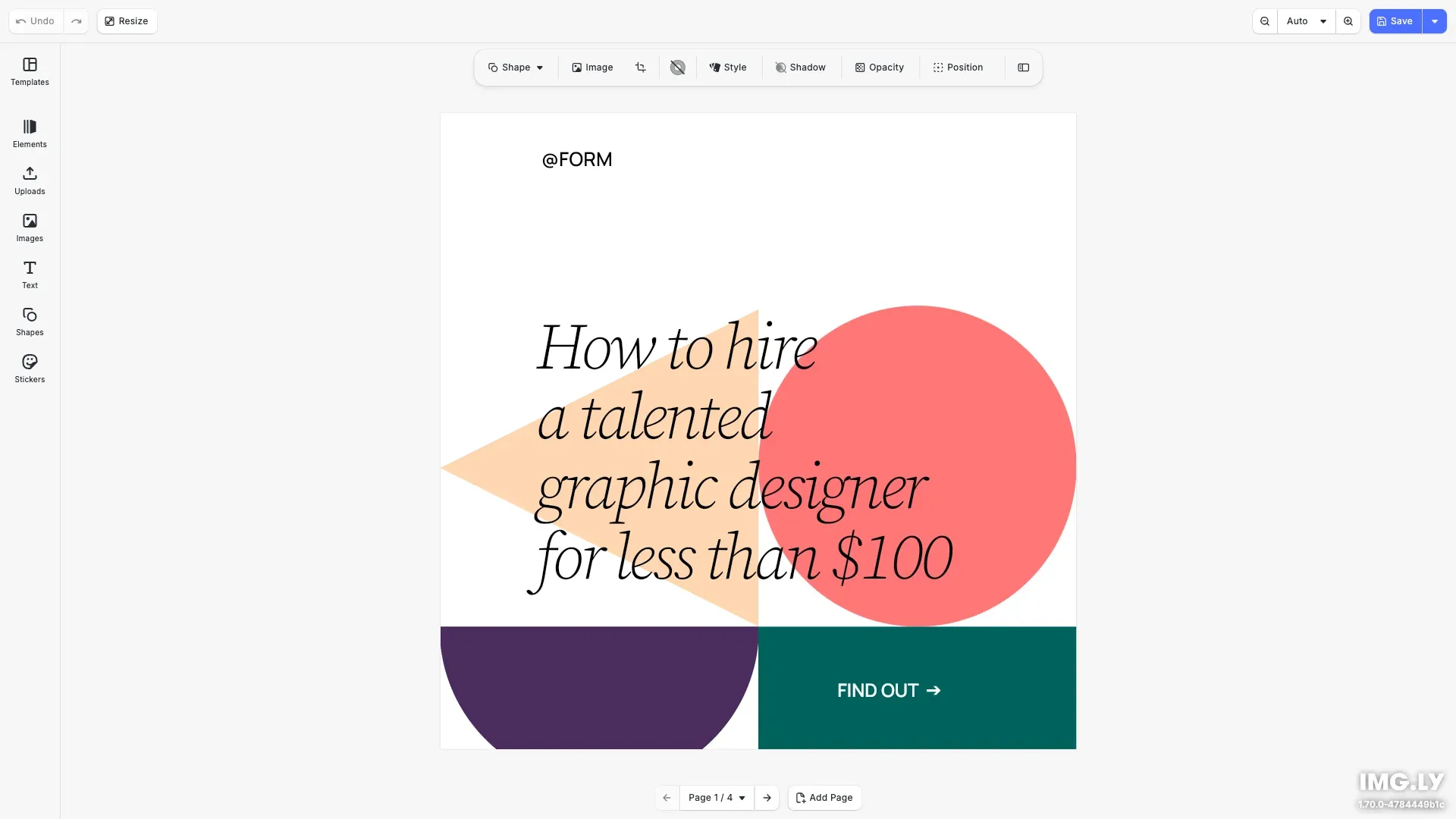 Design Editor starter kit showing a professional design editing interface