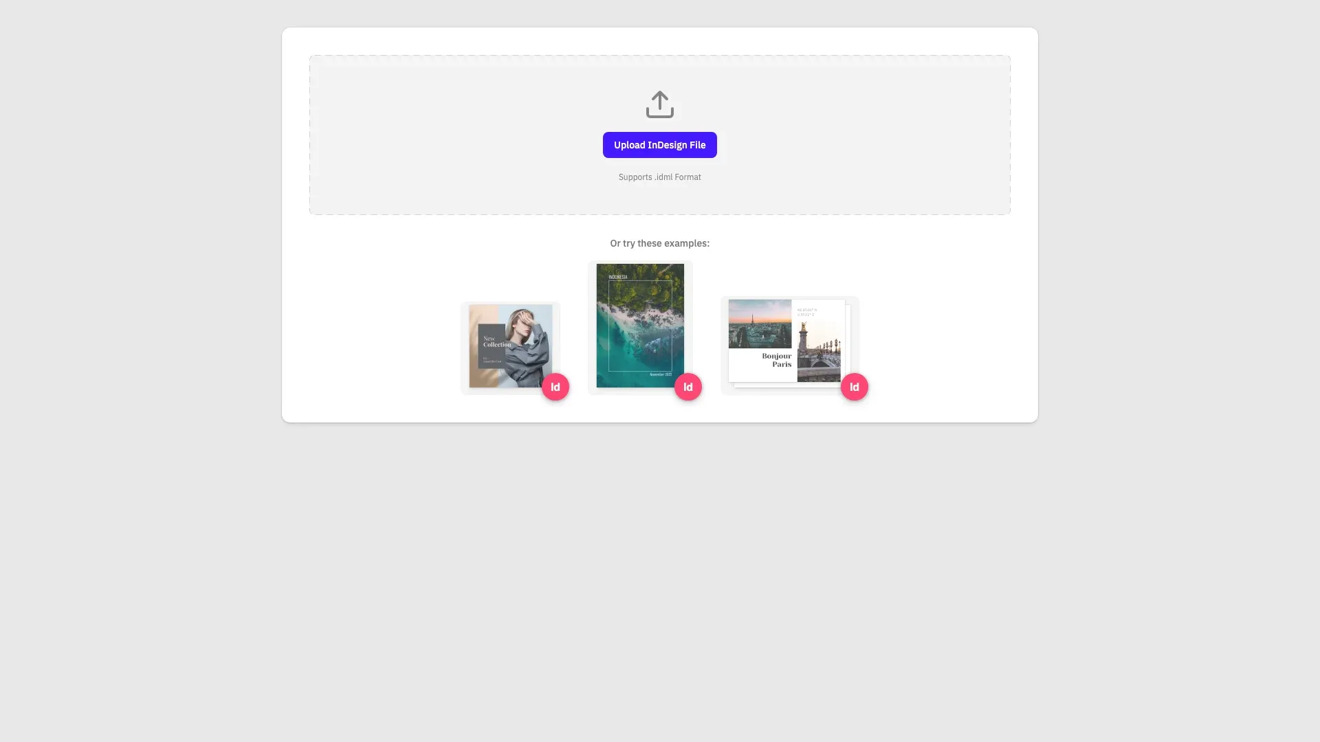 InDesign Template Import preview