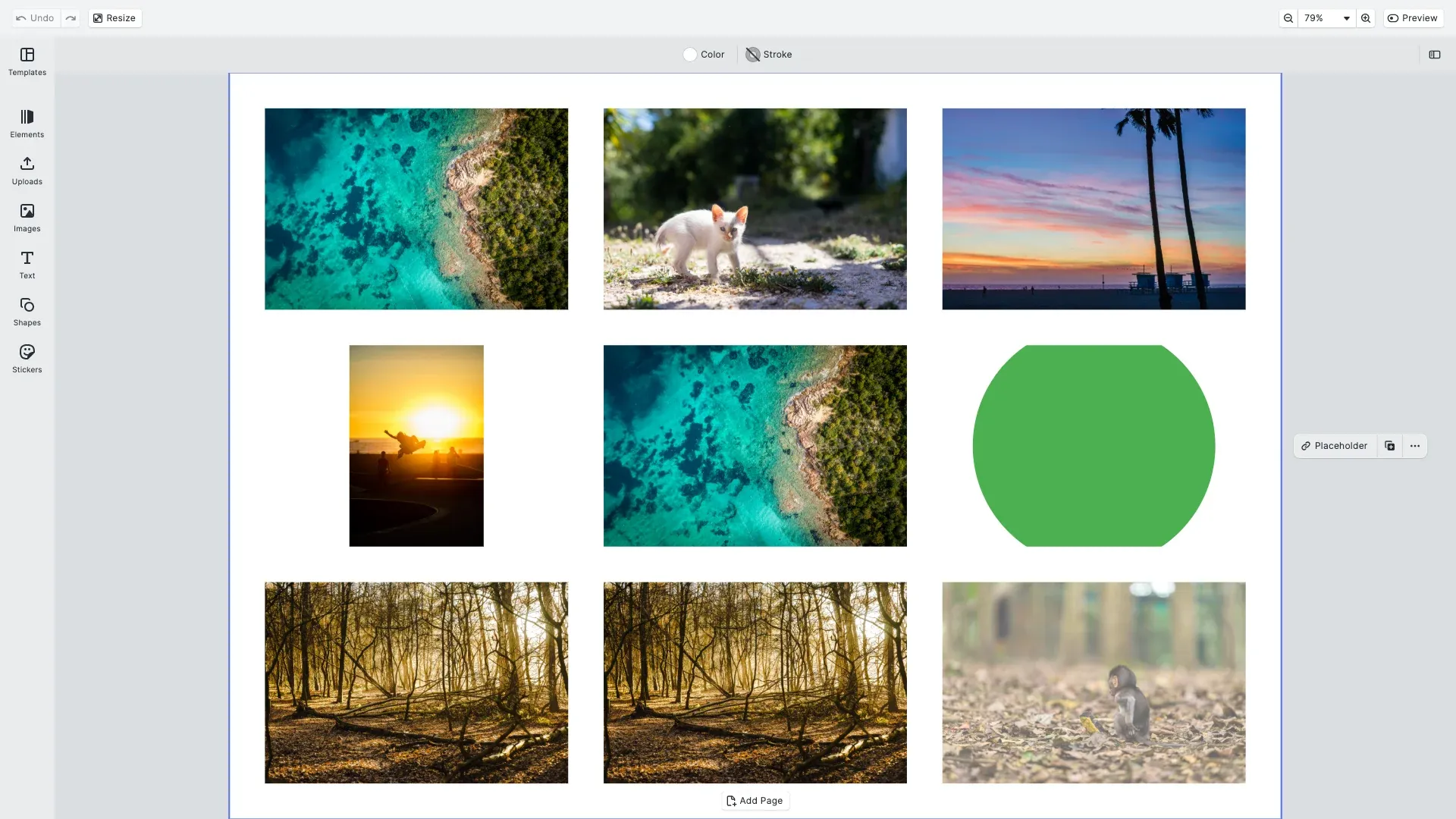 Image Fills example showing multiple images applied to design blocks with different fill modes