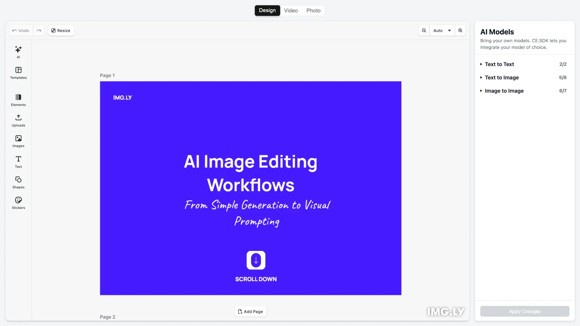 AI Editor starter kit showing an AI-powered creative editing interface